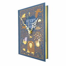 Load image into Gallery viewer, Aesop's Fables Leather Bound Book Clock - The Clock Library