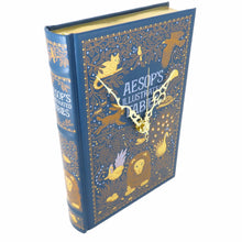 Load image into Gallery viewer, Aesop's Fables Leather Bound Book Clock - The Clock Library