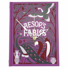 Load image into Gallery viewer, Aesop's Fables Leather Bound Book Clock - The Clock Library