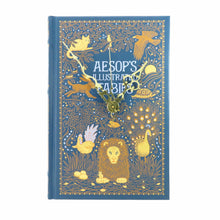 Load image into Gallery viewer, Aesop's Fables Leather Bound Book Clock - The Clock Library