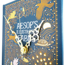 Load image into Gallery viewer, Aesop's Fables Leather Bound Book Clock - The Clock Library
