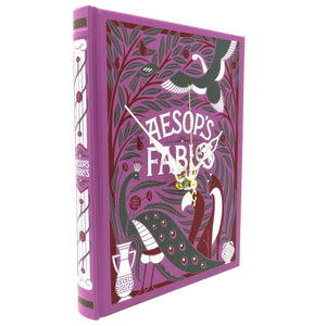 Aesop's Fables Leather Bound Book Clock - The Clock Library
