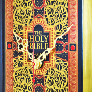 The Bible Leather Bound Book Clock - The Clock Library